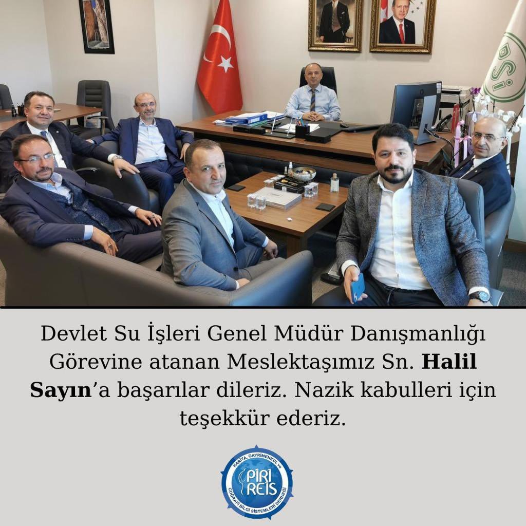 Devlet Su İşleri Genel Müdür Danışmanlığı görevine atanan meslektaşımız Sn. Halil Sayın’a başarılar dileriz. Nazik kabulü için teşekkür ederiz